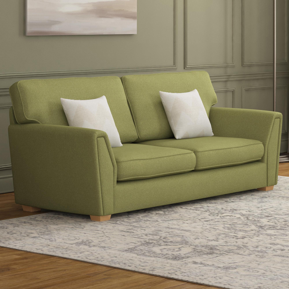 Wendleberry 3 Seater Olive Venice Fixed Back Sofa Image 5