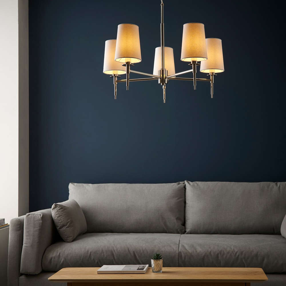 Merano Florence Multi Arm White and Nickle 5 Light Pendant Ceiling Lamp Image 8