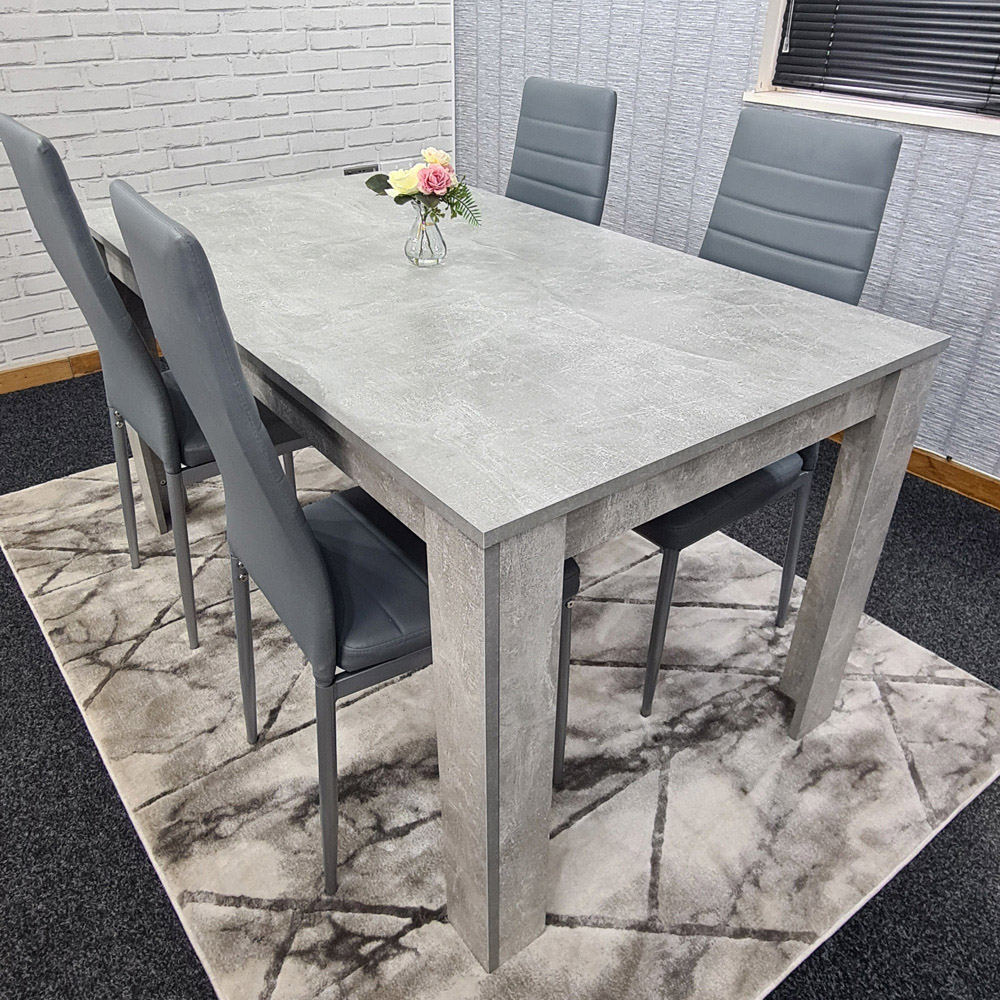Portland Leather 4 Seater Dining Set Stone Grey and Grey Image 5