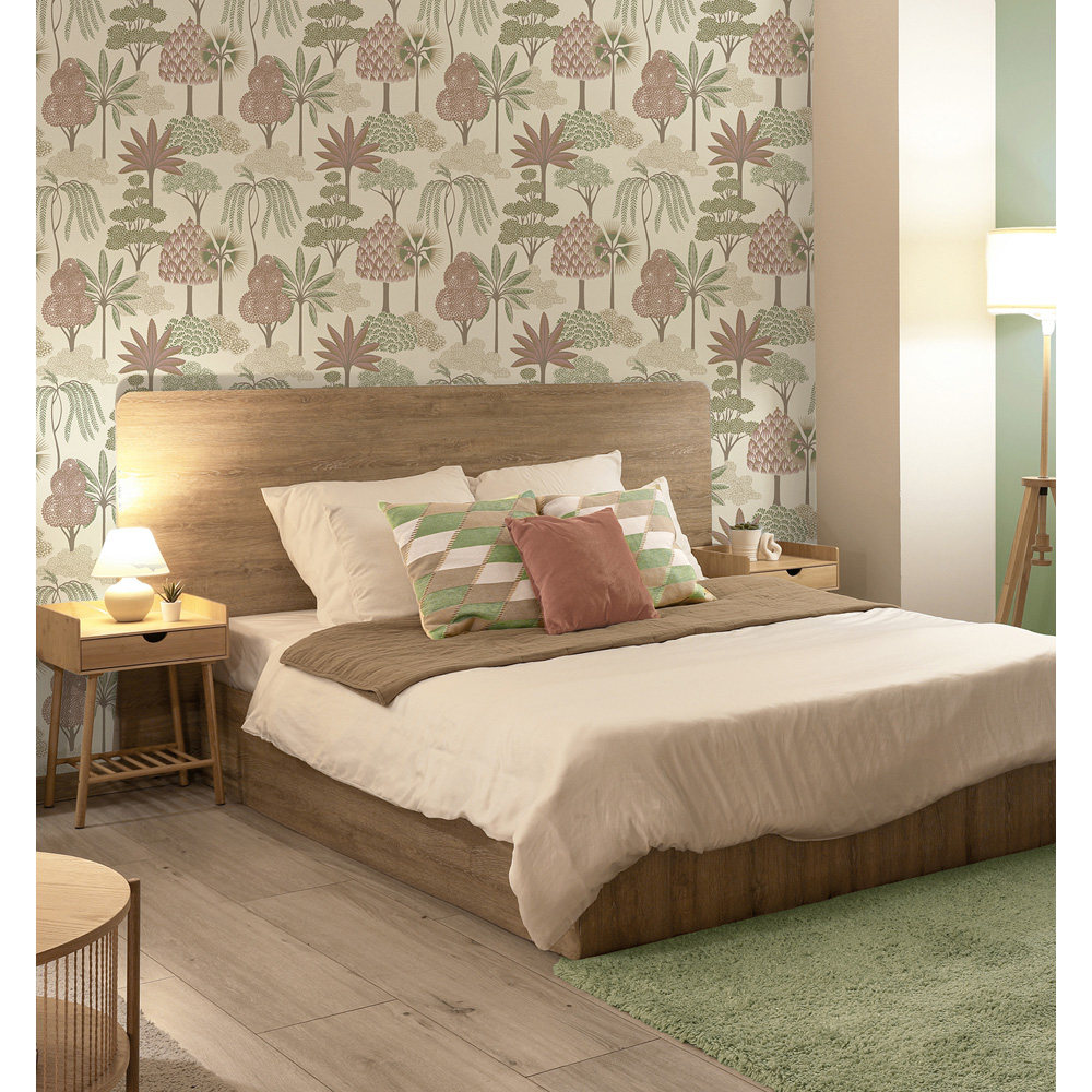 Belgravia Decor Akiko Tree Pink and Green Wallpaper Image 3