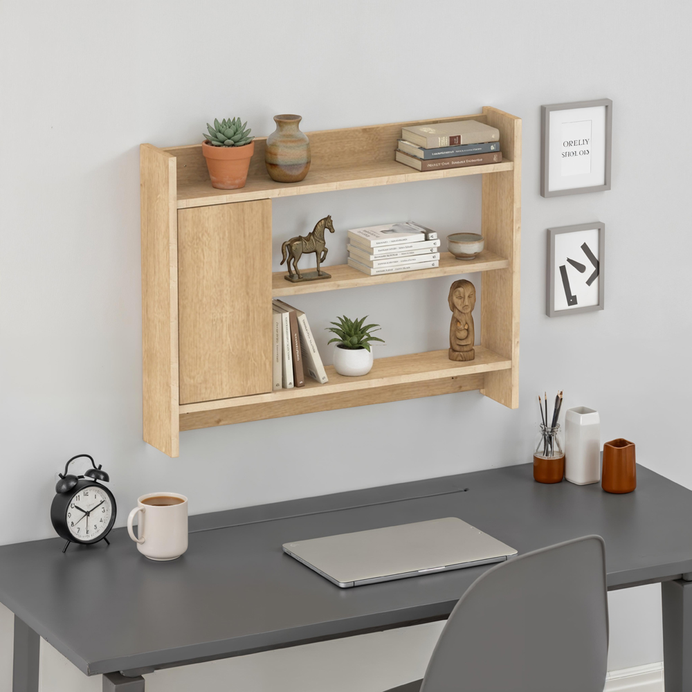 Decortie Fleet Oak 3 Shelf Wall Unit with Cupboard Image 3