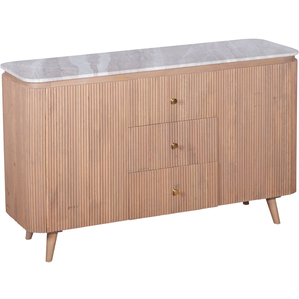 IH Design Bundi 2 Door 2 Drawer Natural Marble and Wood Extra Large Sideboard Image 2