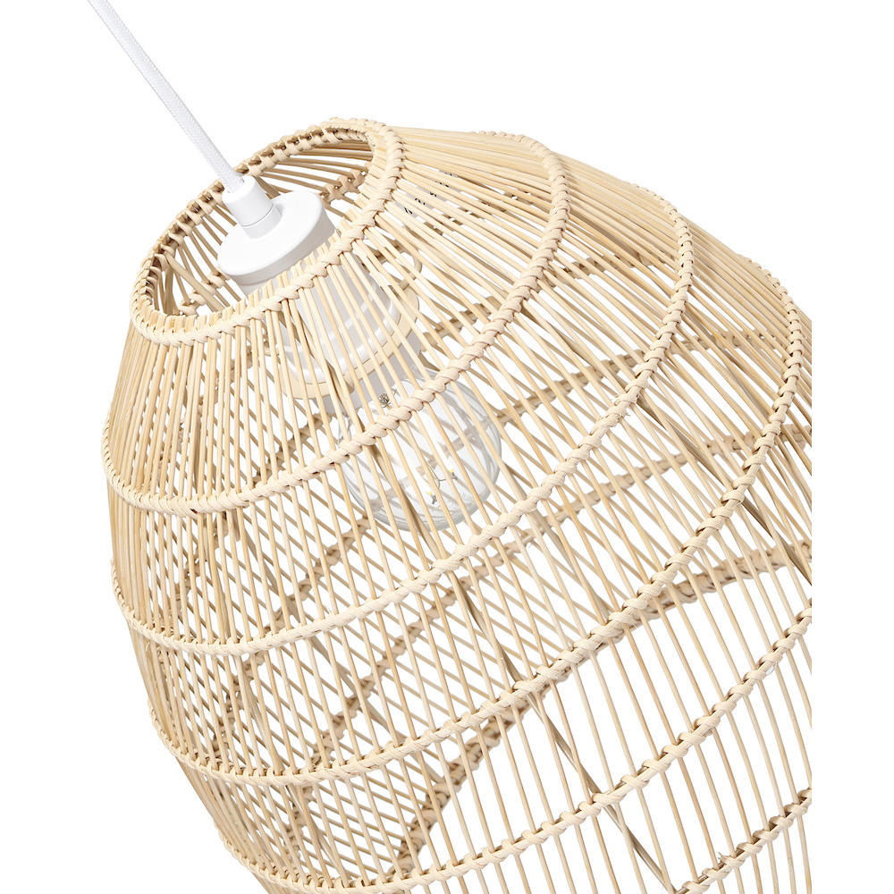 Happy Homewares Natural Brown Rattan Vintage Spiral Cage Pendant Shade Image 4