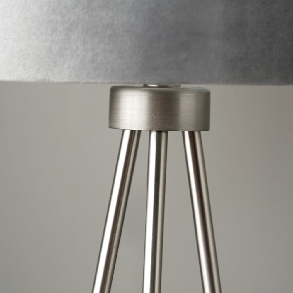 Pacific Lifestyle Houston Brushed Silver Metal Tripod Table Lamp Image 3