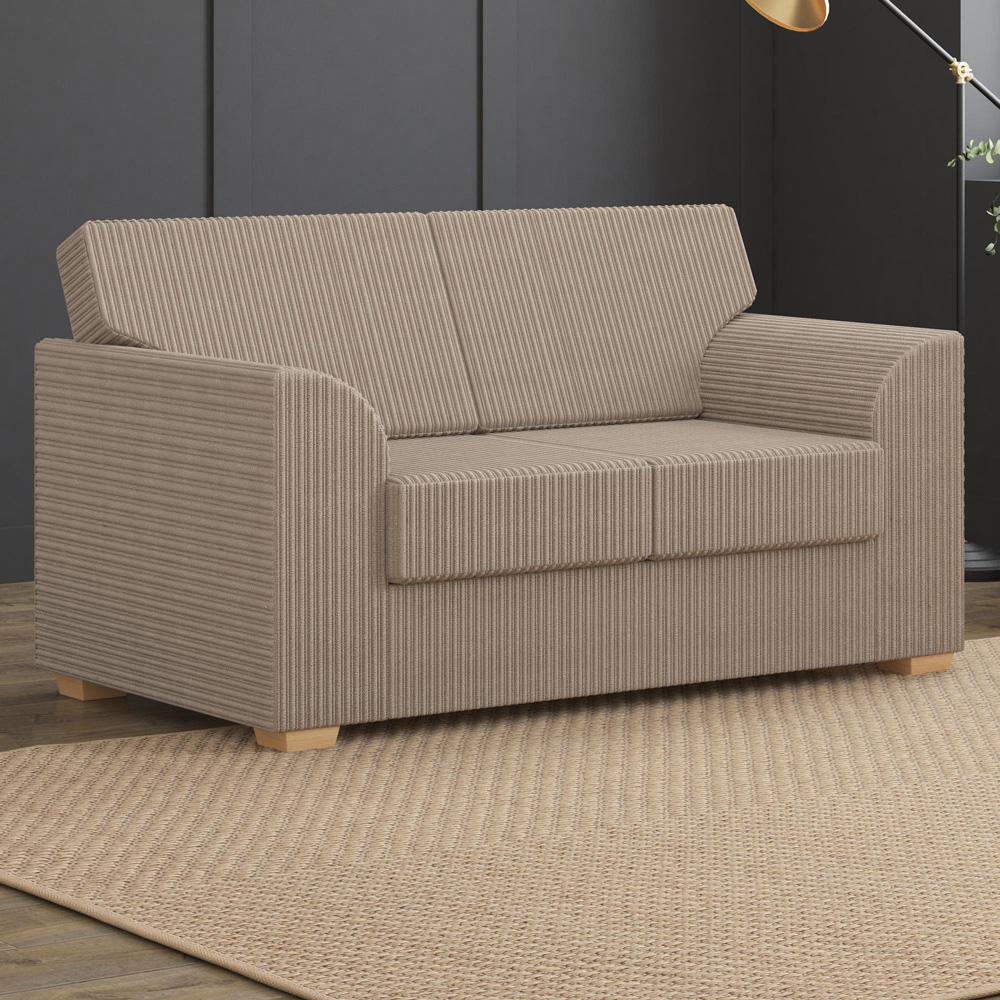 Modo 5 Seater Sable Jumbo Cord Fixed Back Sofa Set Image 4