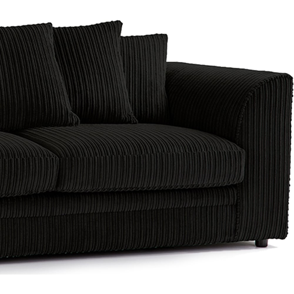 Luxor 6 Seater Black Jumbo Cord Scatter Back Sofa Suite Image 3