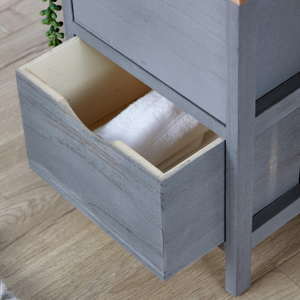 Home Source Hemsby 2 Drawer Grey Wooden Chest of Drawers Image 4