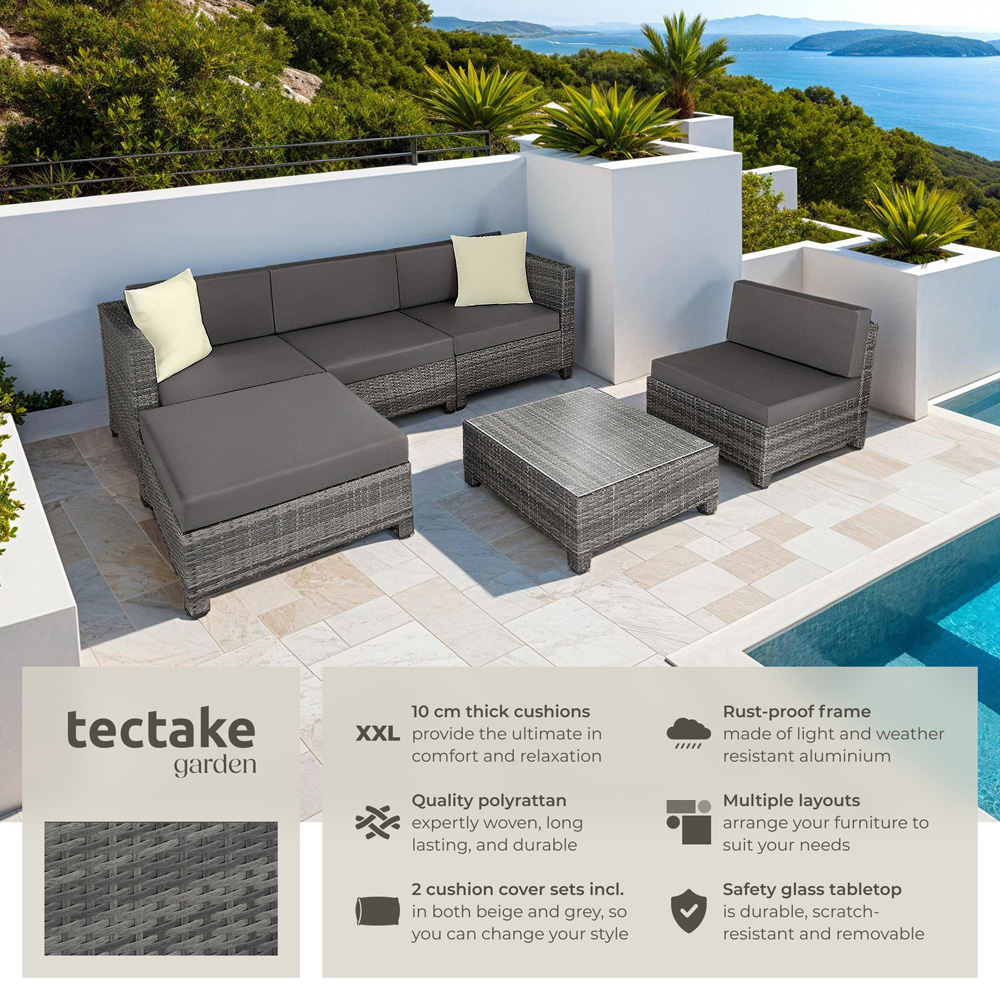 tectake 5 Seater Grey Dining Set Image 6