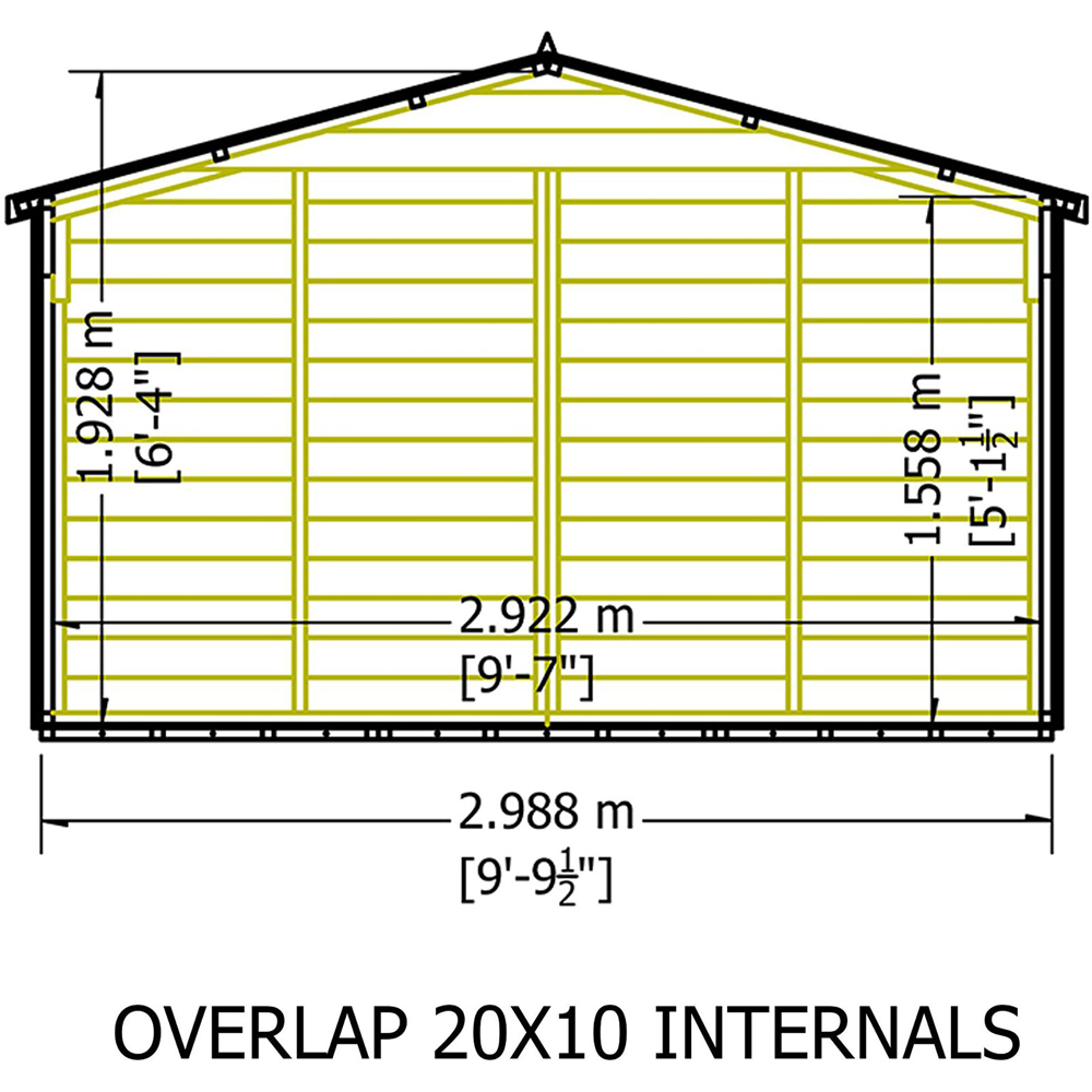Shire 10 x 20ft Double Door Dip Treated Overlap Apex Shed Image 8