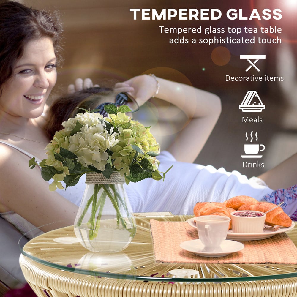 Outsunny Natural Rattan Hollow Drum Design Round End Table Image 8