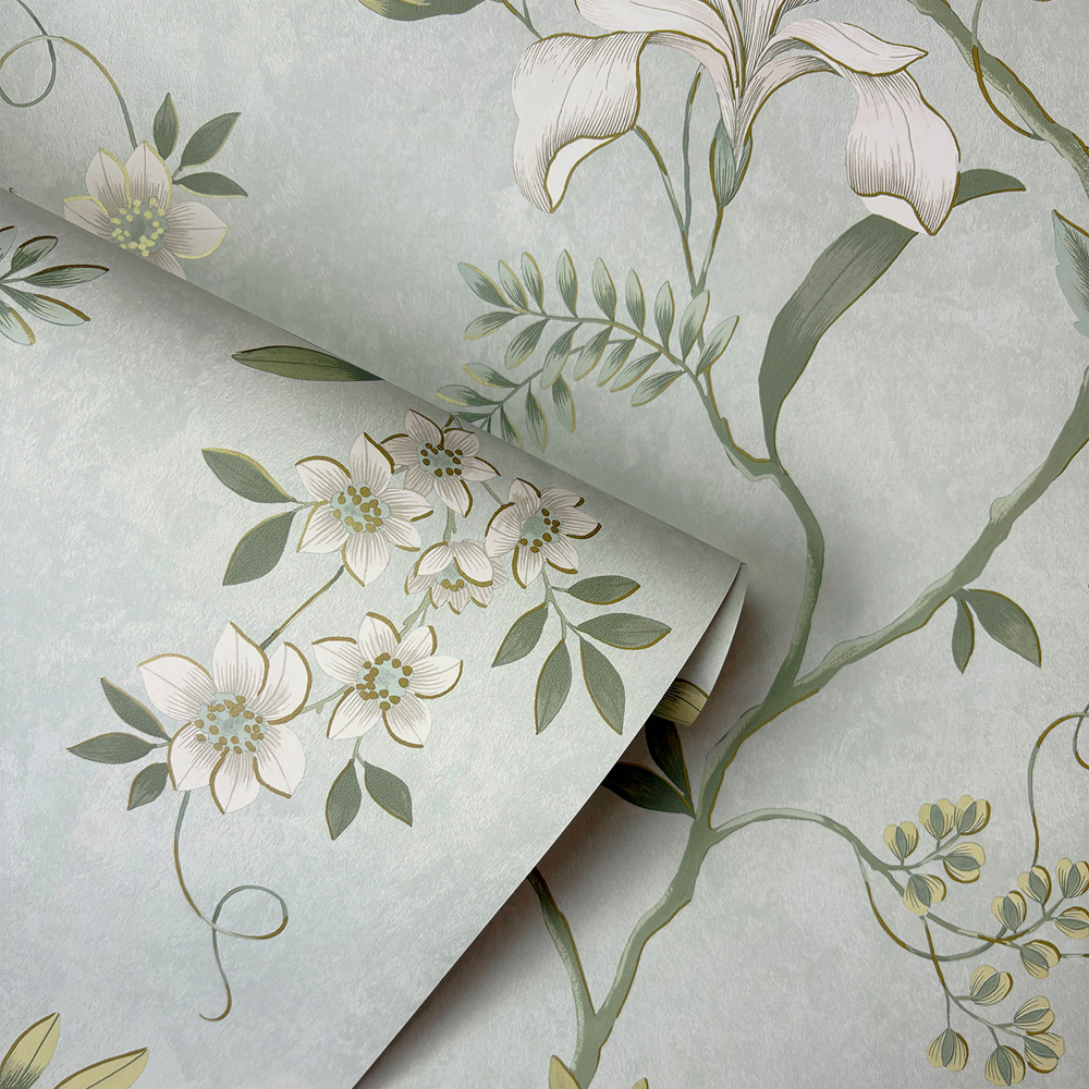 Rasch Wallpaper Dancing Iris Duck Egg Wallpaper Image 2