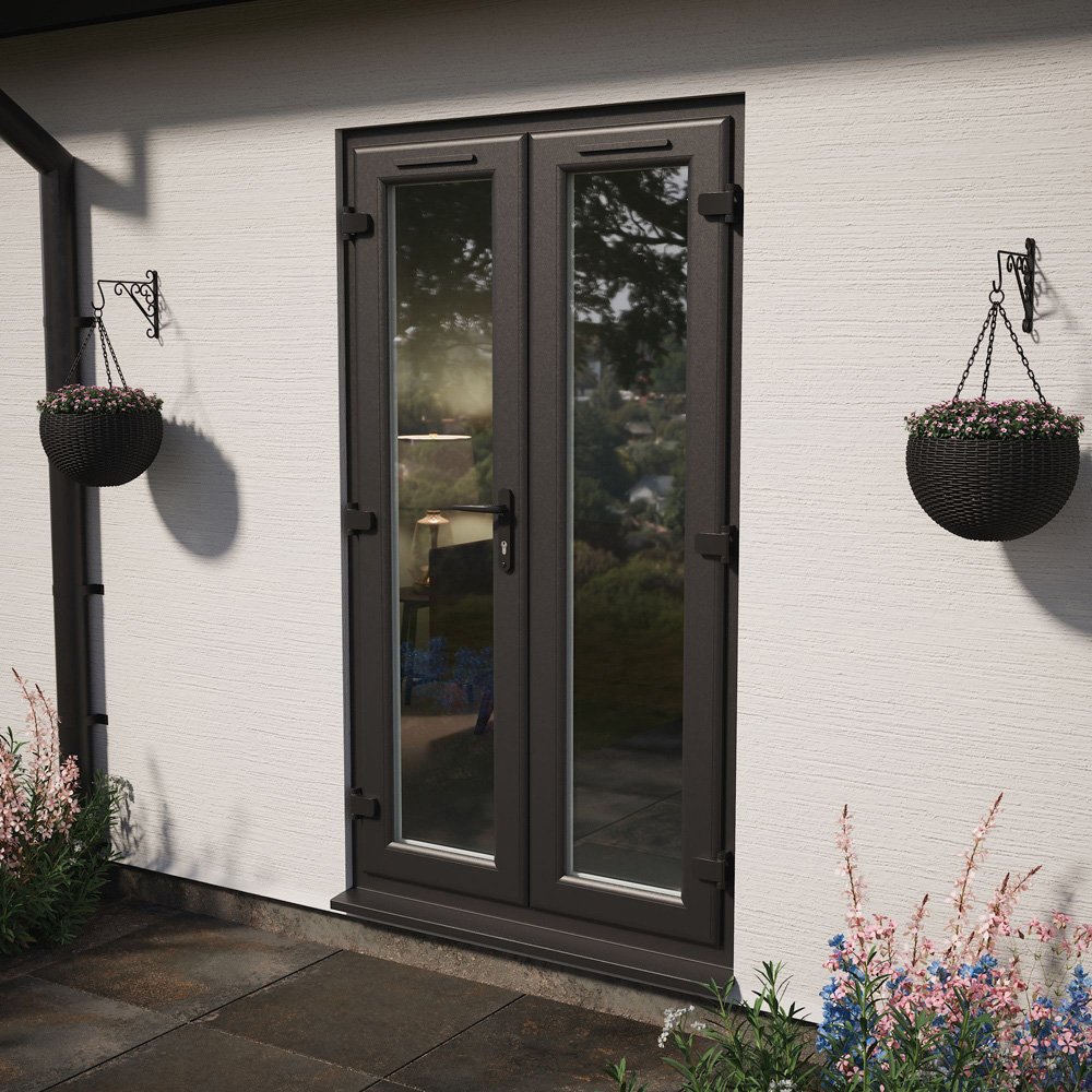 Crystal Black and White LH Master Clear Glass uPVC Double Glazed French Door 1190 x 2055mm Image 2