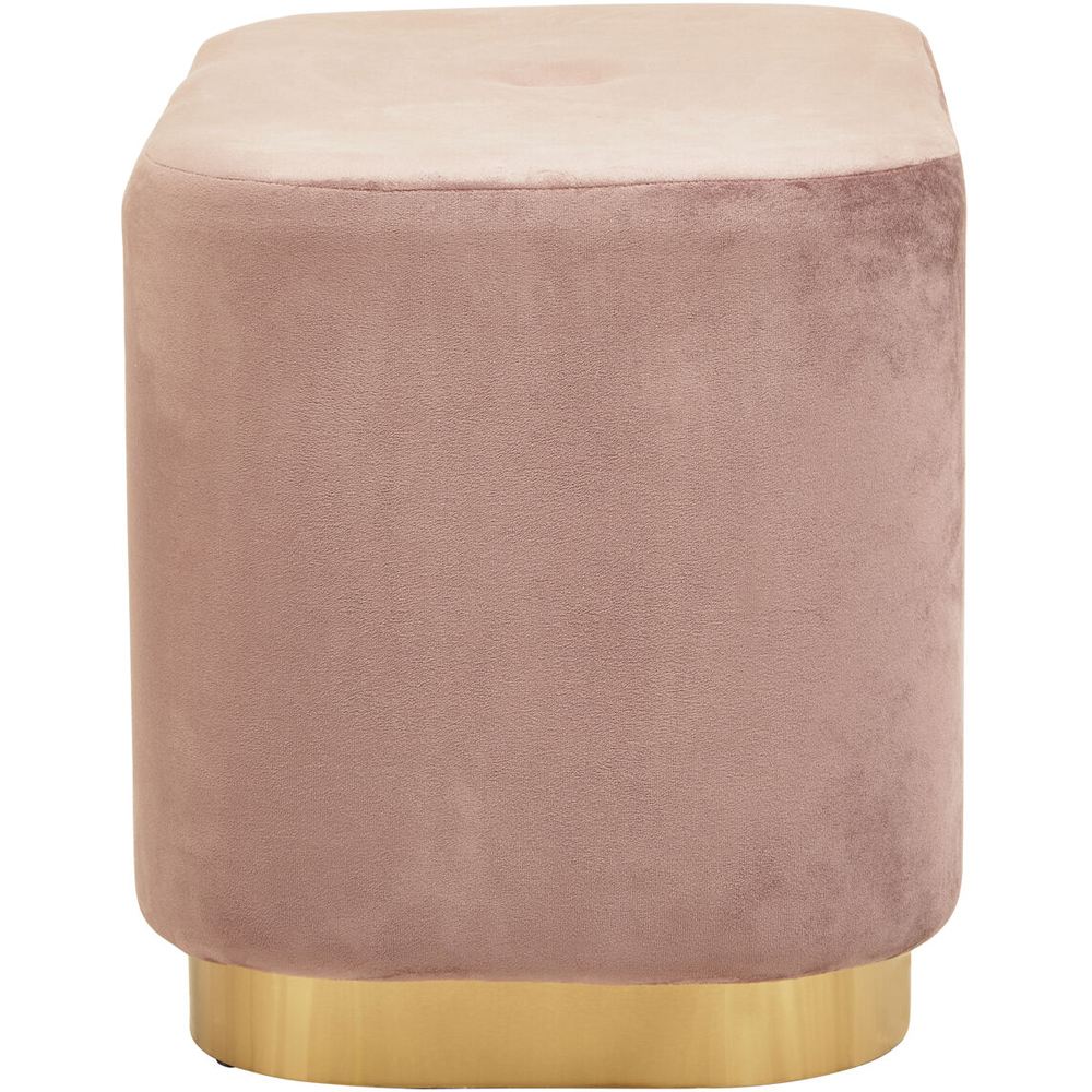 Premier Housewares Hartford Dusty Pink Velvet and Matte Gold Rectangular Pouffe Image 3
