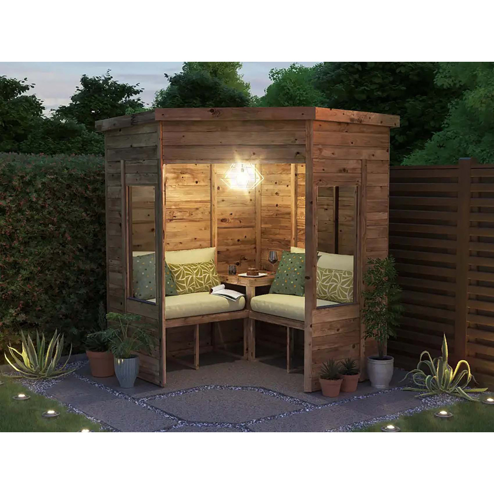 Dunster House Apocallipo 2 Seater 6 x 6ft Brown Corner Arbour with Glazed Panels Image 4