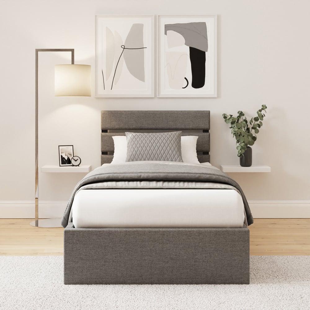 GFW Hudson Single Grey End Lift Ottoman Bed with SC Bonnell Mattress Image 8