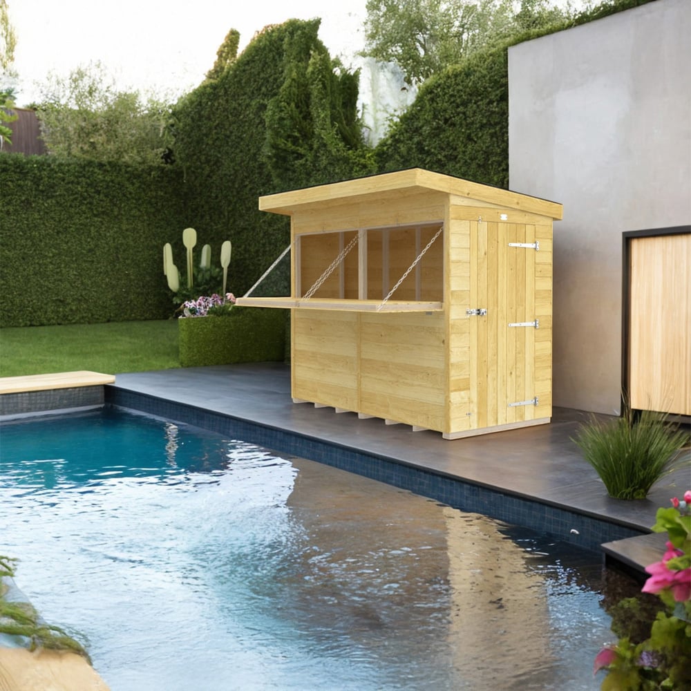 DIY Sheds 8 x 4ft Single Door Pressure Treated Tongue and Groove Timber Outdoor Bar Shed Image 6