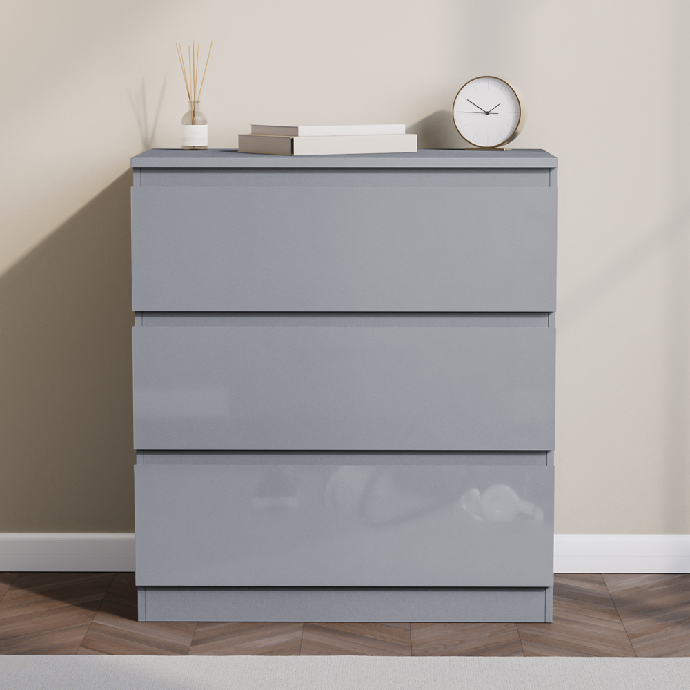 Vida Designs Glinton 3 Drawer Grey Chest of Drawers Image 3