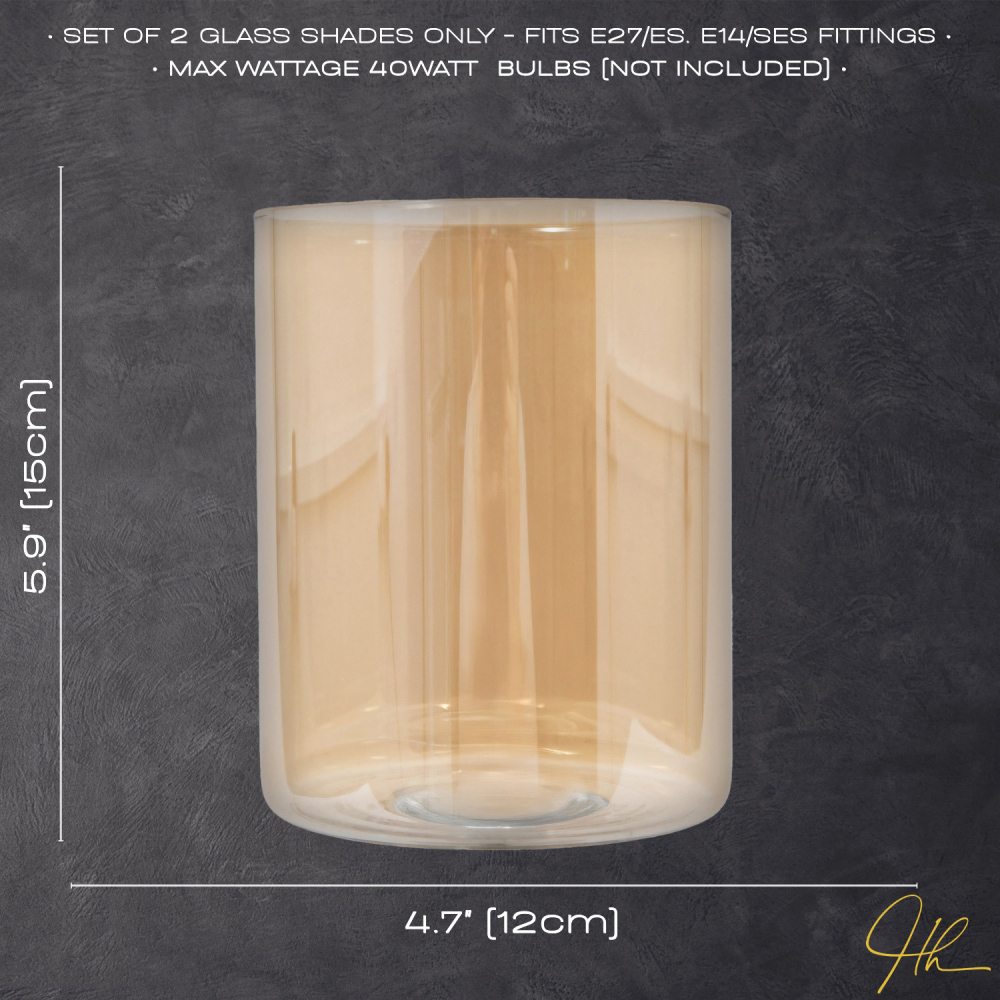 Happy Homewares Amber Tinted Glass Rectangular Shade 2 Pack Image 7