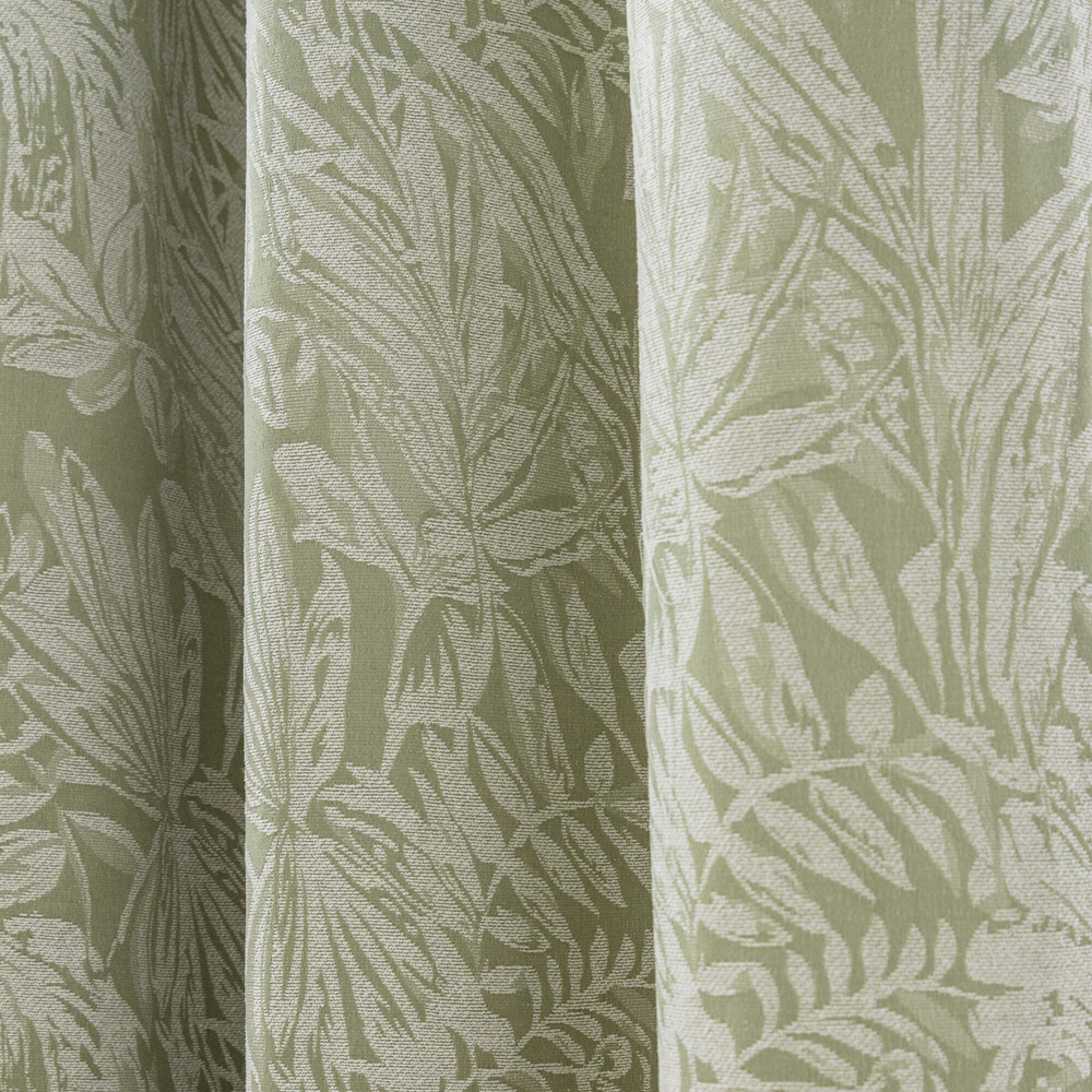 Alan Symonds Green Chenille Jacquard Lined Ring Top Eyelet Curtains 117 x 229cm Image 3