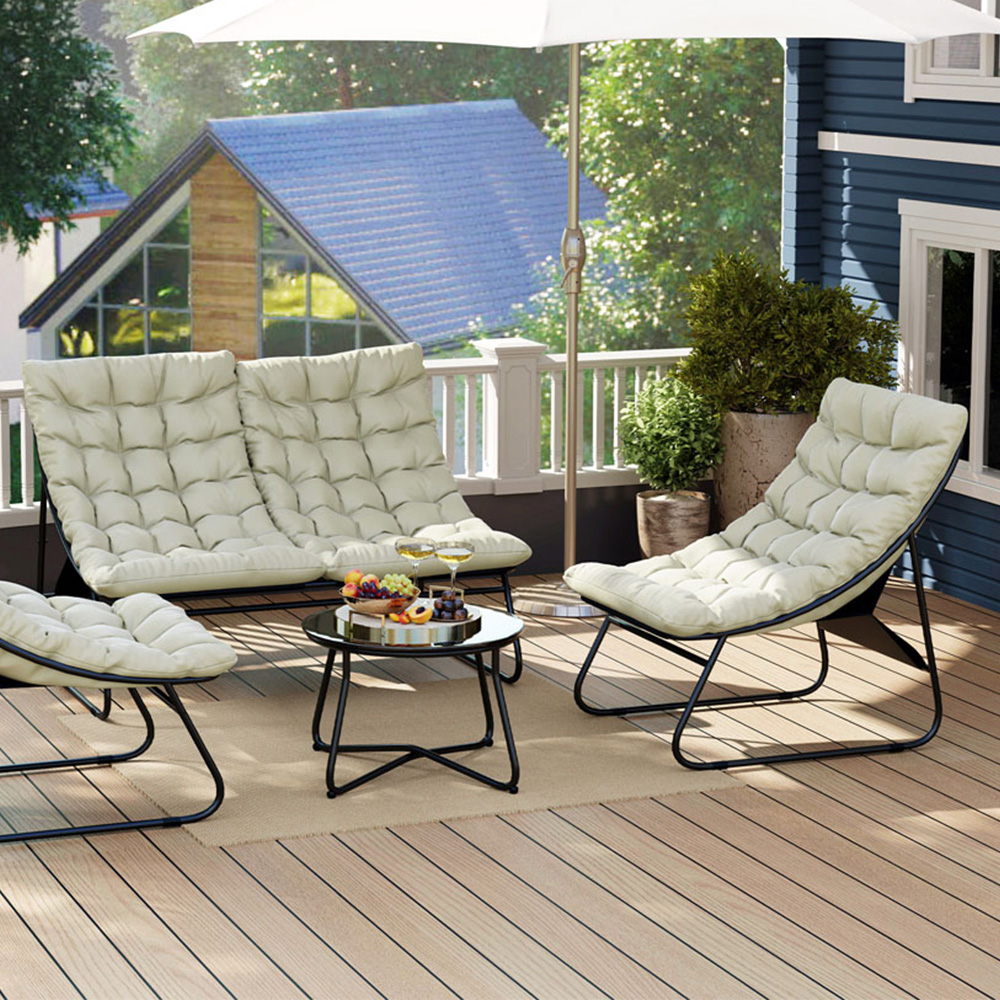 Outsunny 4 Seater Light Grey Garden Sofa Set Image 5