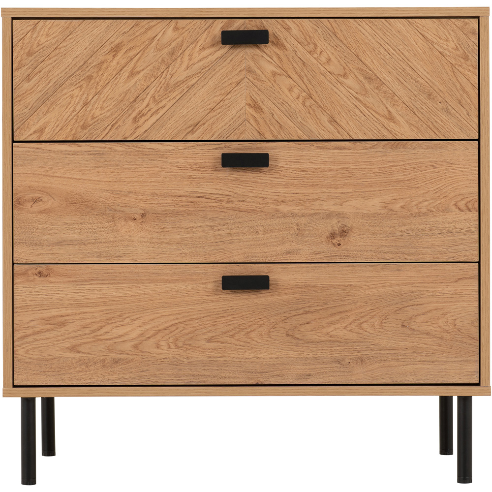 Seconique Leon 3 Drawer Medium Oak Effect Chest of Drawers Image 4