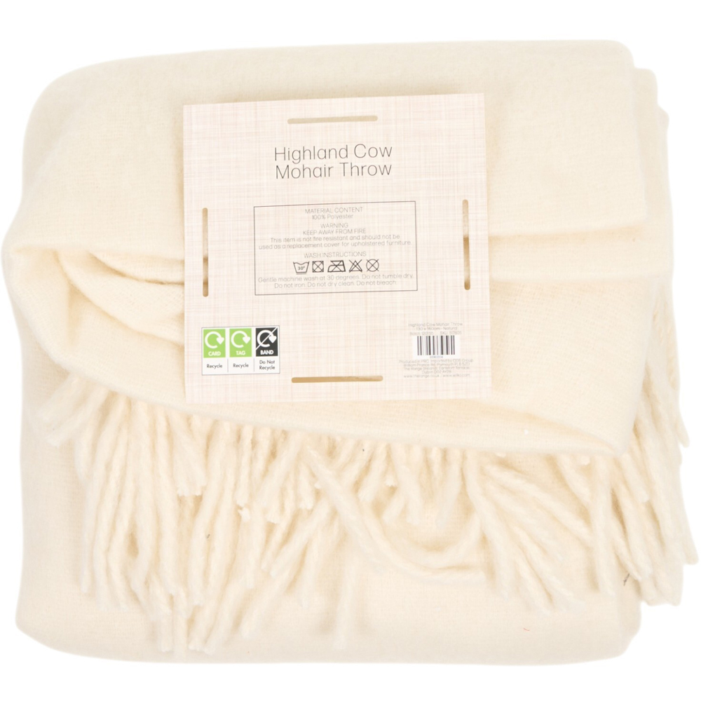 Highland Cow Embroidered Mohair Throw Neutral Image 4