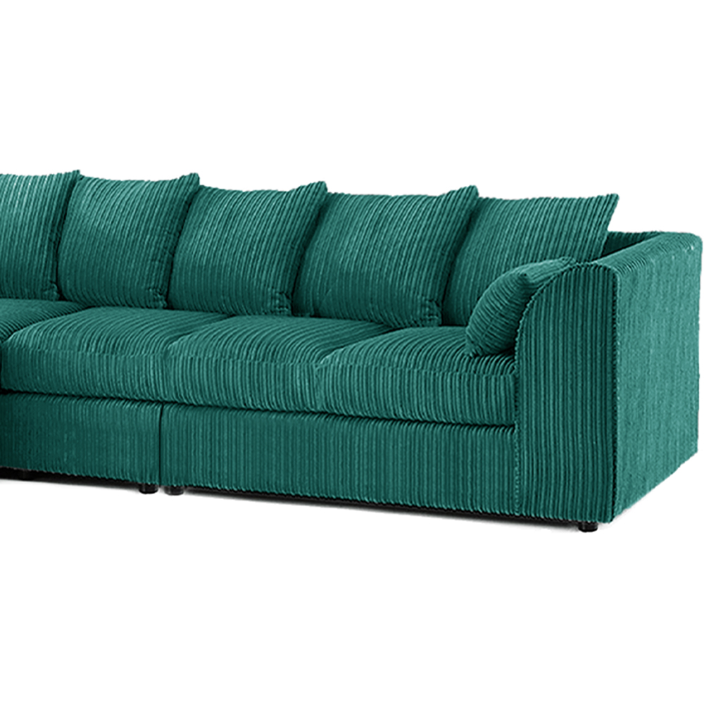Luxor 4 Seater Teal Jumbo Cord Left Hand Facing Scatter Back L Shaped Corner Sofa Set Image 3
