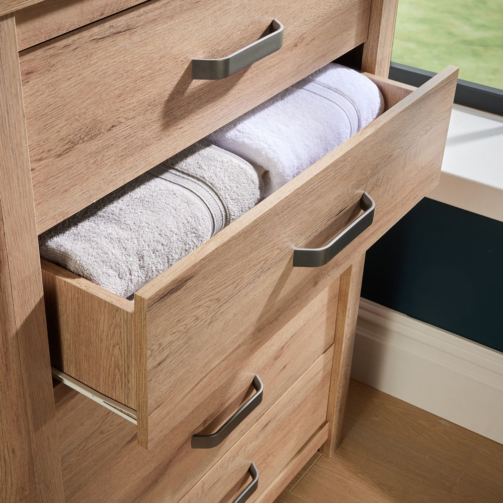 Home Source Huntingdon 5 Drawer Wooden Chest of Drawers Image 4