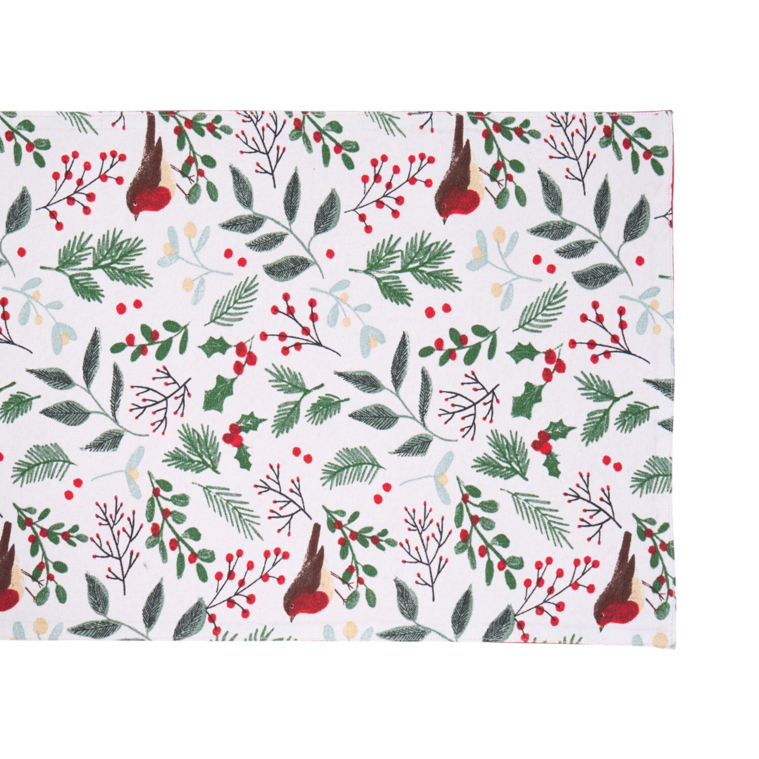 Mistletoe Robin Table Runner White Image 1