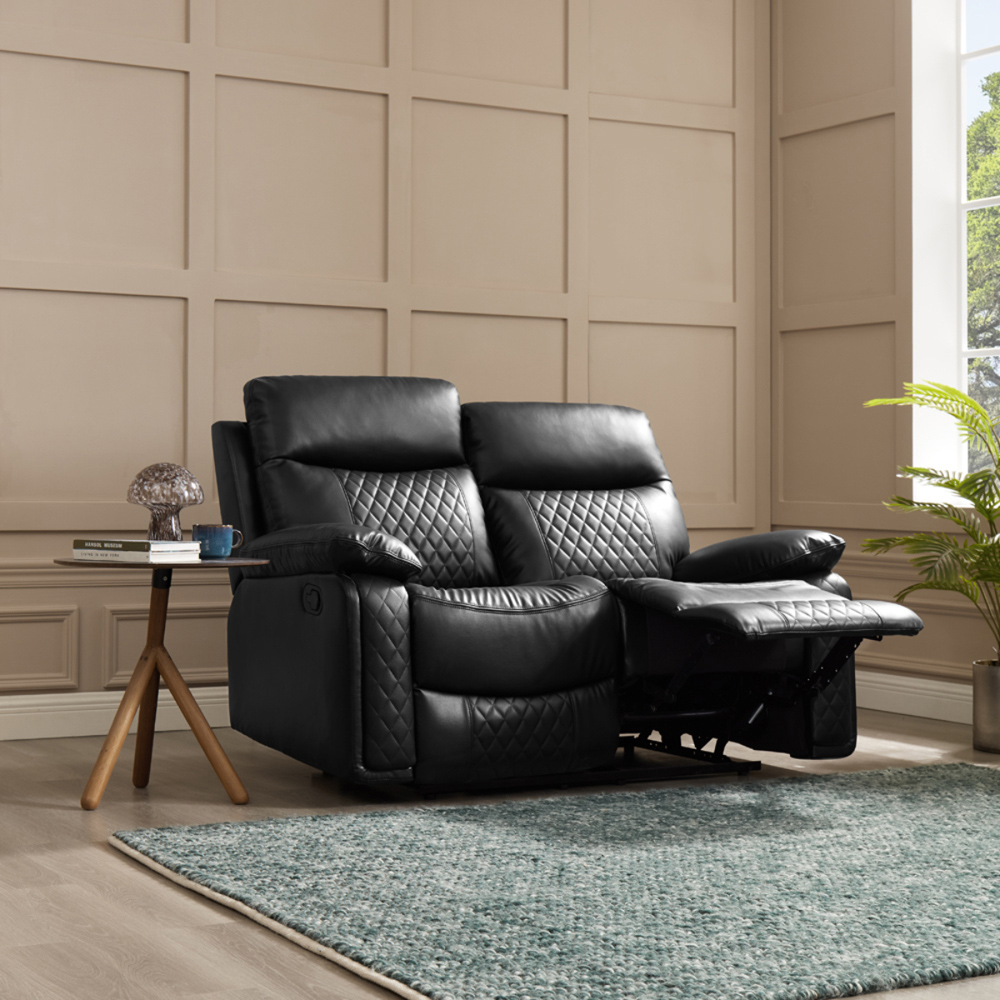 Home Detail Carson 2 Seater Black Faux Leather Manual Recliner Sofa Image 8