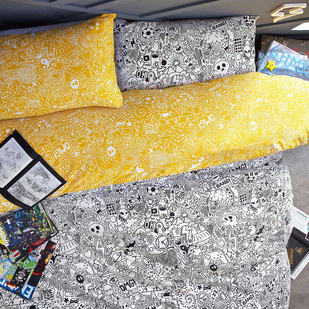 Style Lab Double Multicolour Doodles Duvet Cover Set Image 3