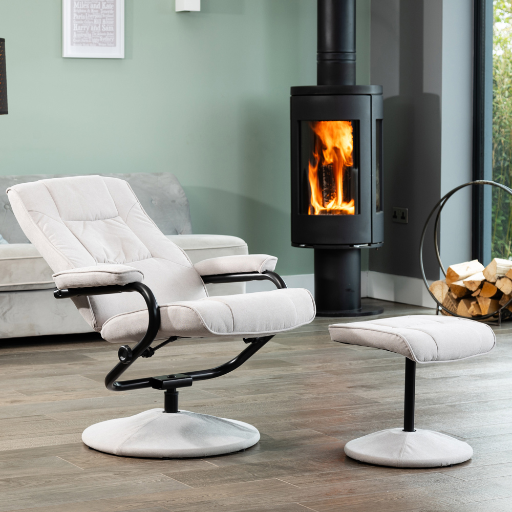 Artemis Home Ripley Stone Swivel Recliner Chair with Footstool Image 2