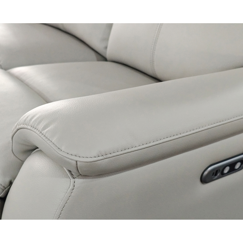 Aspire Kingsmere 5 Seater Light Grey Leather Power Recliner Sofa Set Image 6