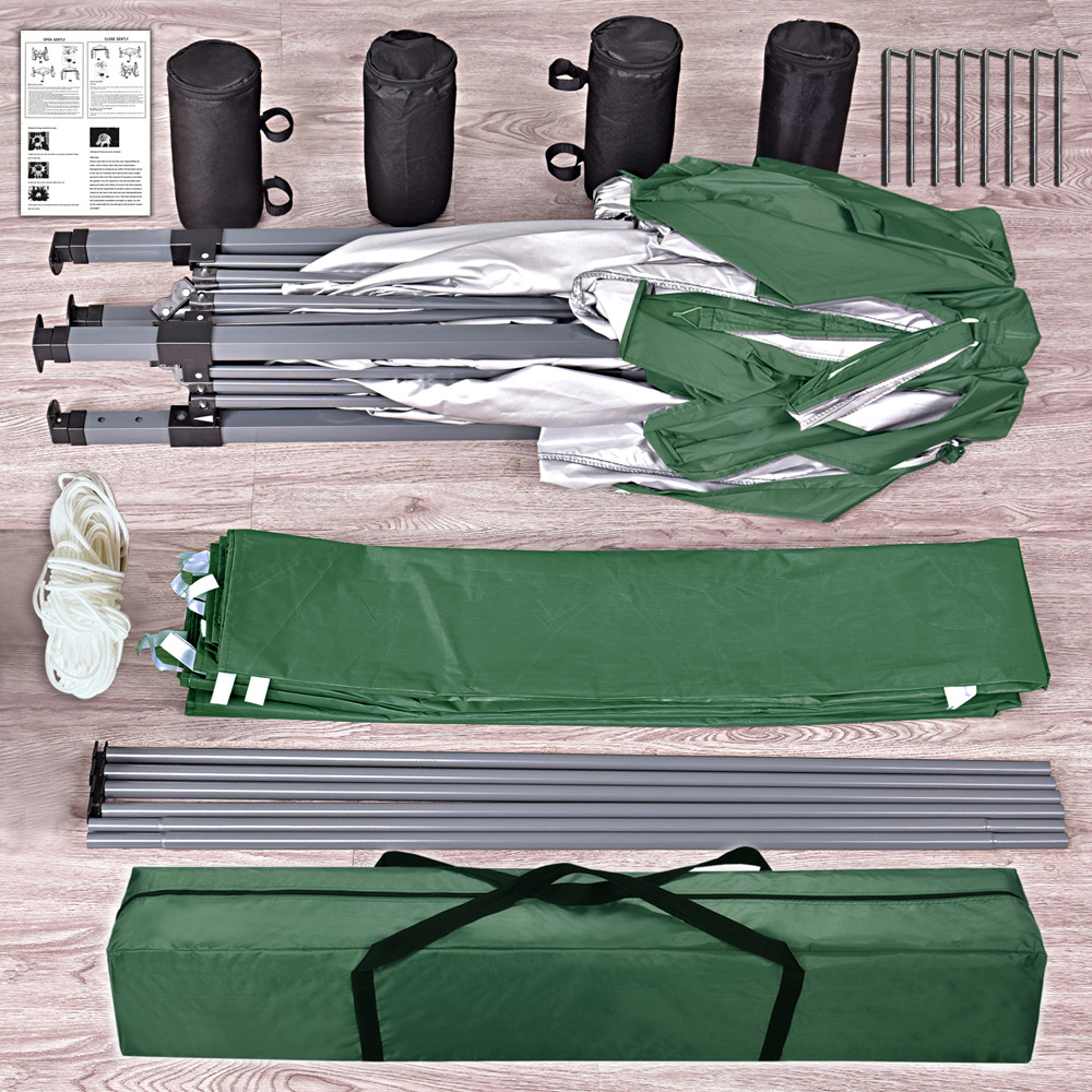 Green Pop Up Outdoor Canopy Tent with Removable Sidewalls 3 x 3m Image 8