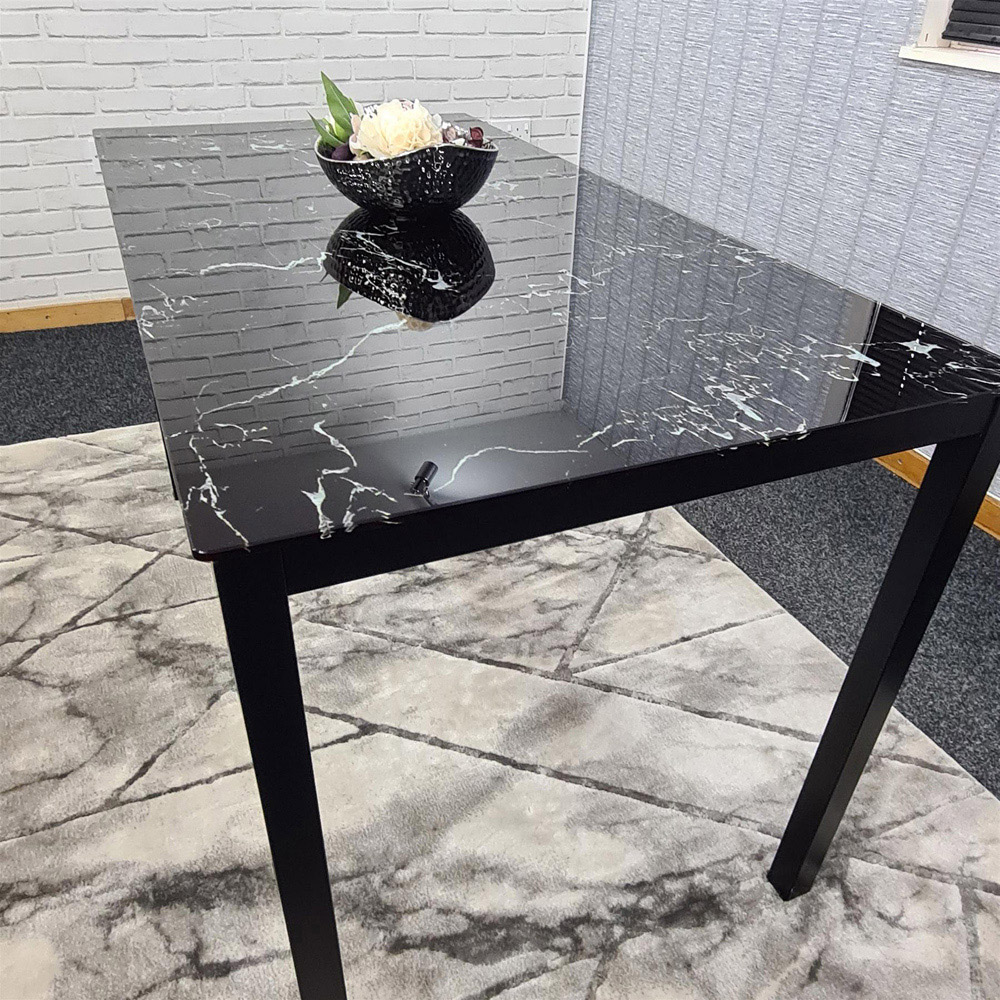 Kosy Koala 6 Seater Black Marble Effect Glass Dining Table Image 4
