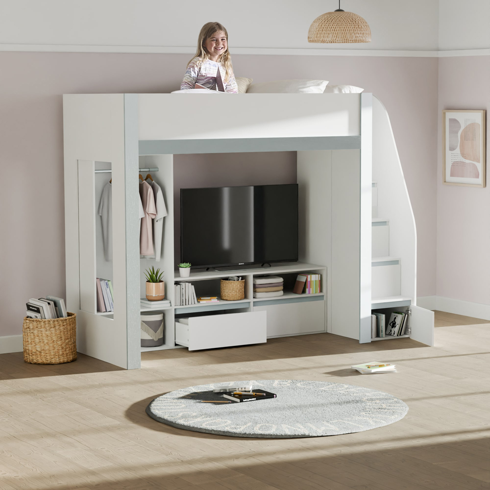 Julian Bowen Gaia Single White and Silver High Sleeper TV Bed Image 8