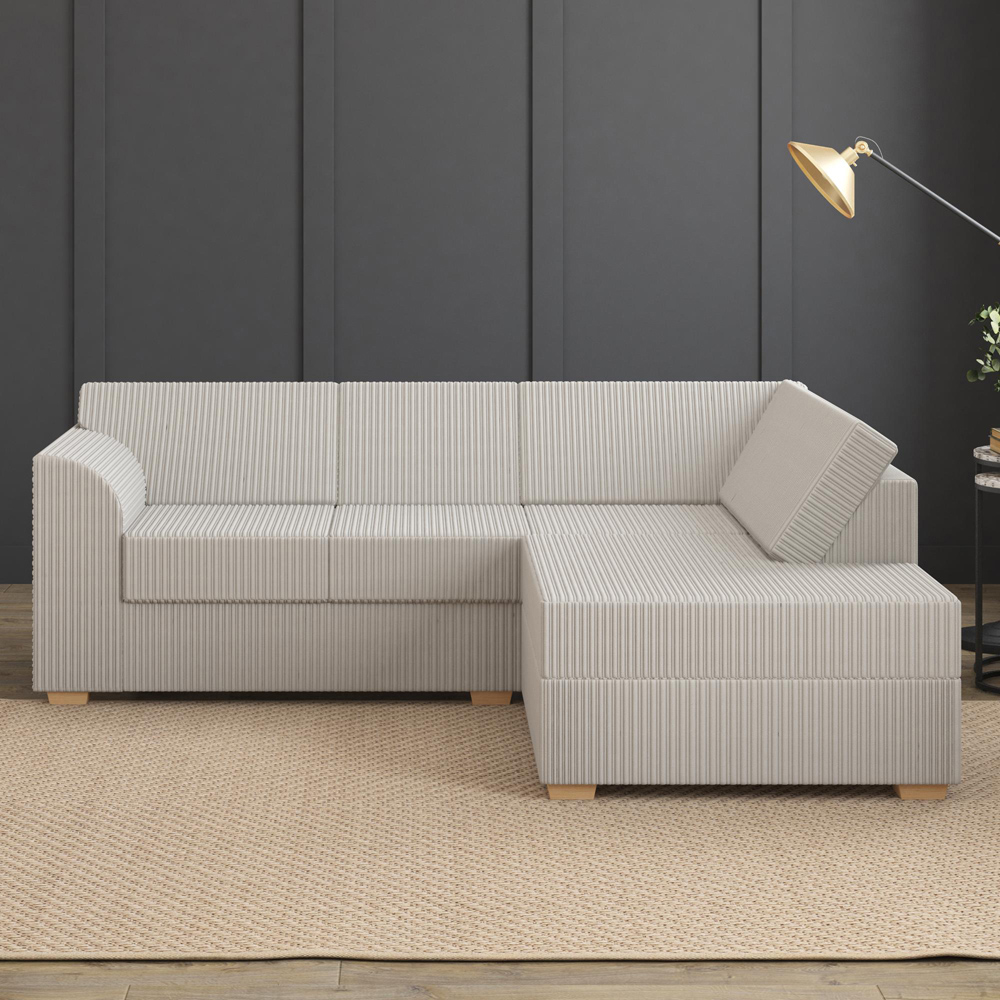 Modo 3 Seater Stone Jumbo Cord Right Hand Fixed Back L-Shape Corner Sofa Image 6