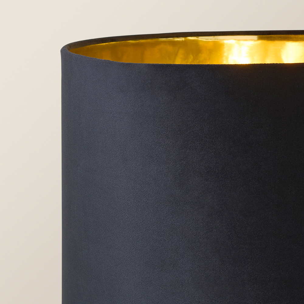 ValueLight Marissa Black Velvet Gold Inner Shade Black Stacked Ball LED Floor Lamp Image 3