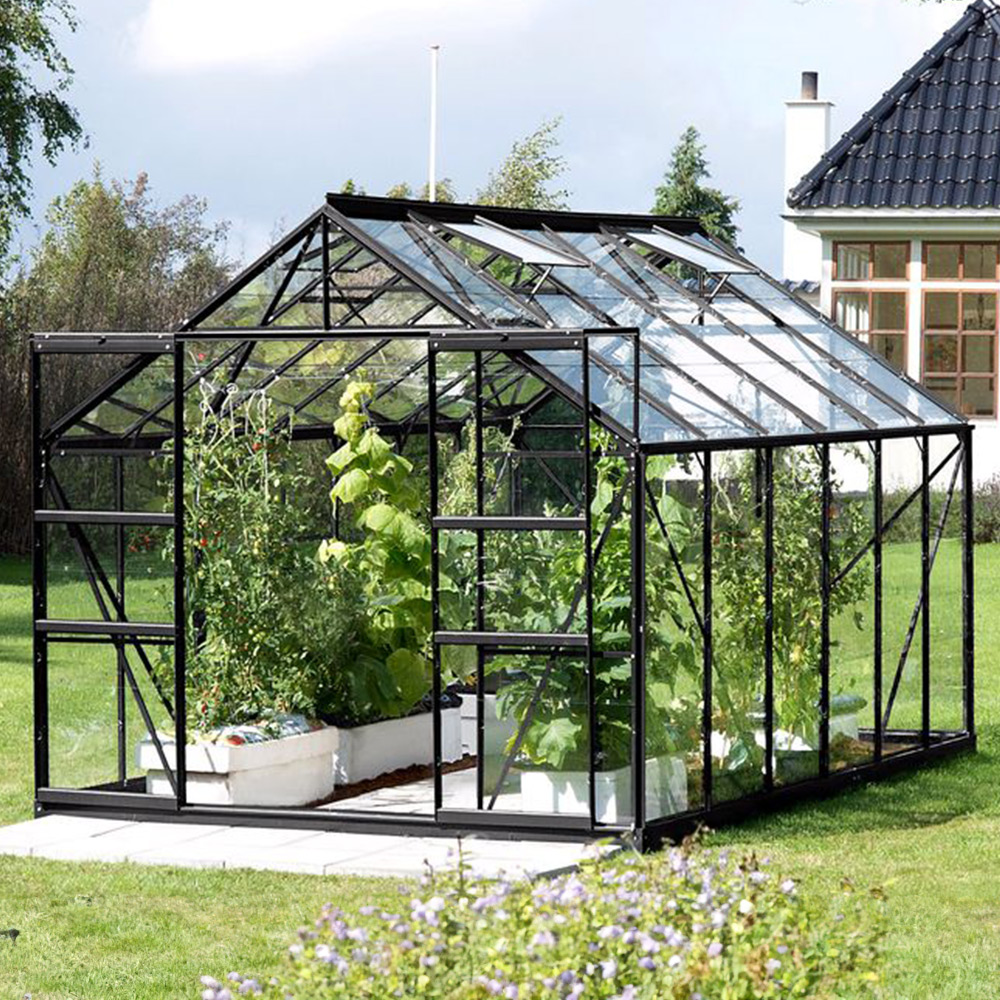 Vitavia Jupiter 9900 Black Frame Horticultural Glass 8 x 12ft Greenhouse Image 2