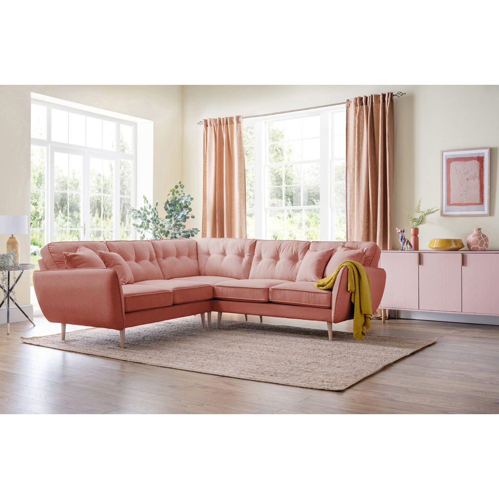 Opry Faro 4 Seater Button Back Coral Left Hand Corner Sofa Image 5
