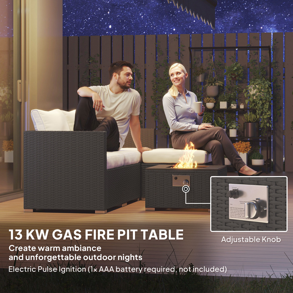 Outsunny 4 Seater Black and Cream Rattan Sofa Set with Footstool Image 5