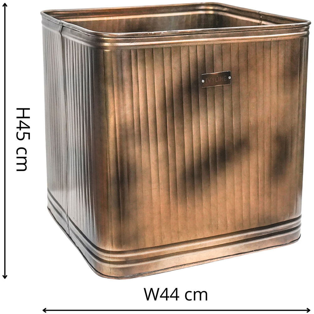 Ivyline Hampton Square Copper Metal Planter 45 x 44cm Image 4