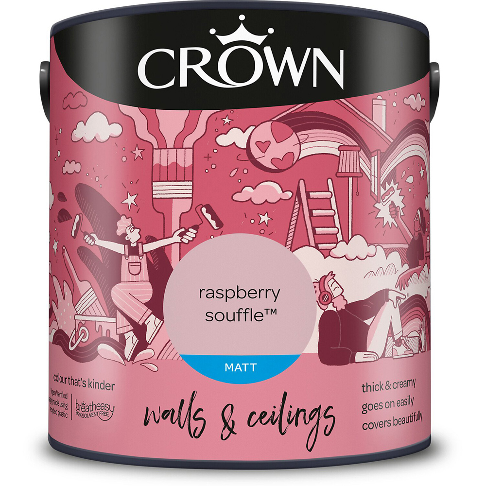 Crown Walls & Ceilings Raspberry Souffle Matt Emulsion Paint 2.5L Image 2