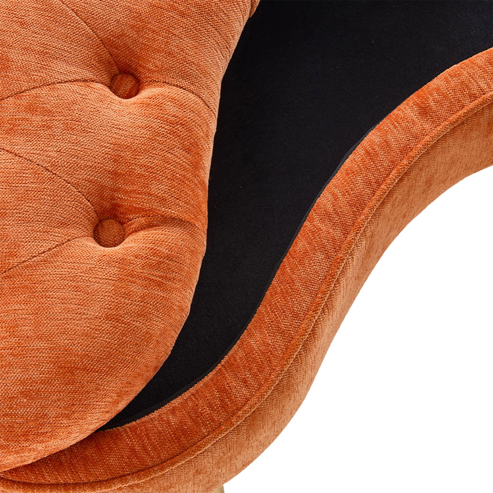Living and Home Orange Fabric Button Tufted Storage Bench with Removable Lid Image 5