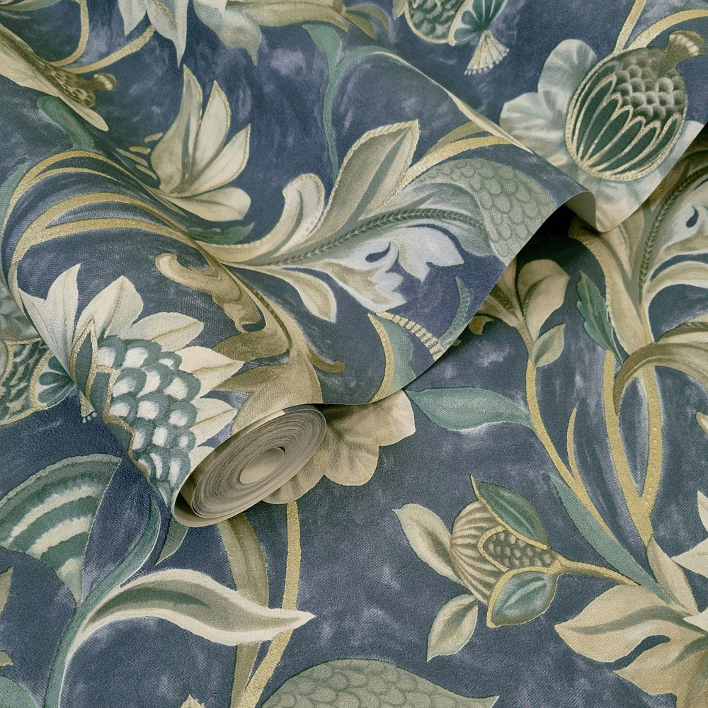 Holden Cecelia Jacobean Navy Wallpaper Image 2