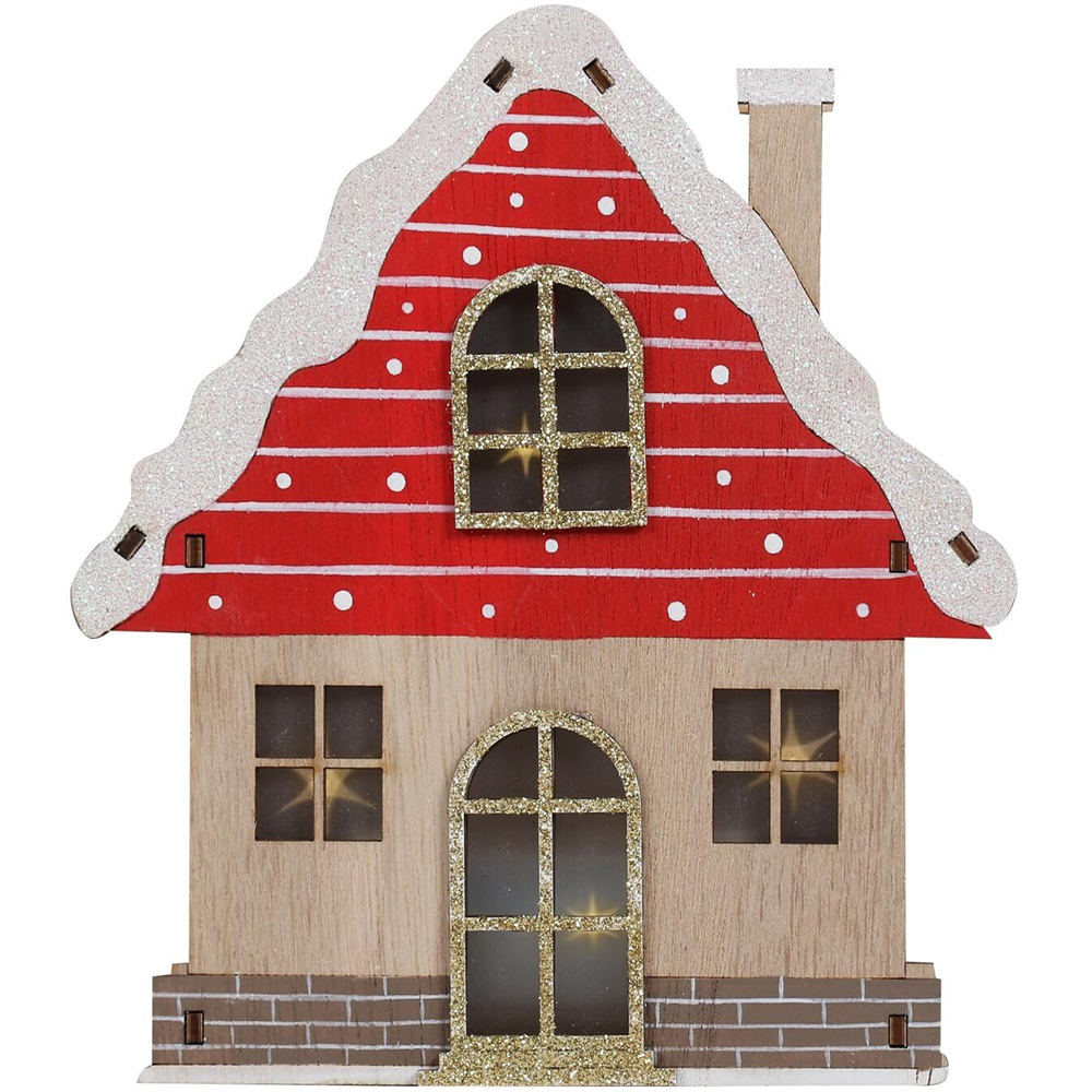 Candy Cane Lane Natural Wooden LED House Image 5