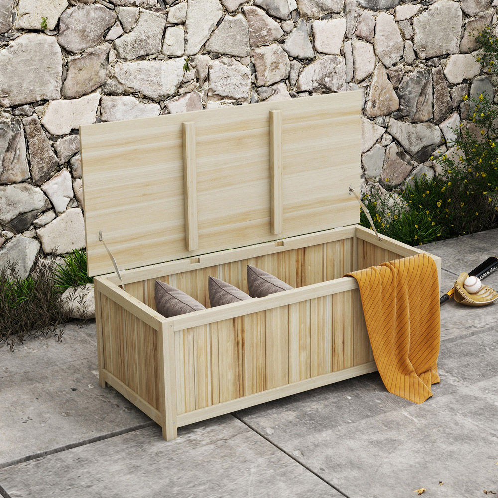Outsunny 172L Natural Garden Storage Box Image 2