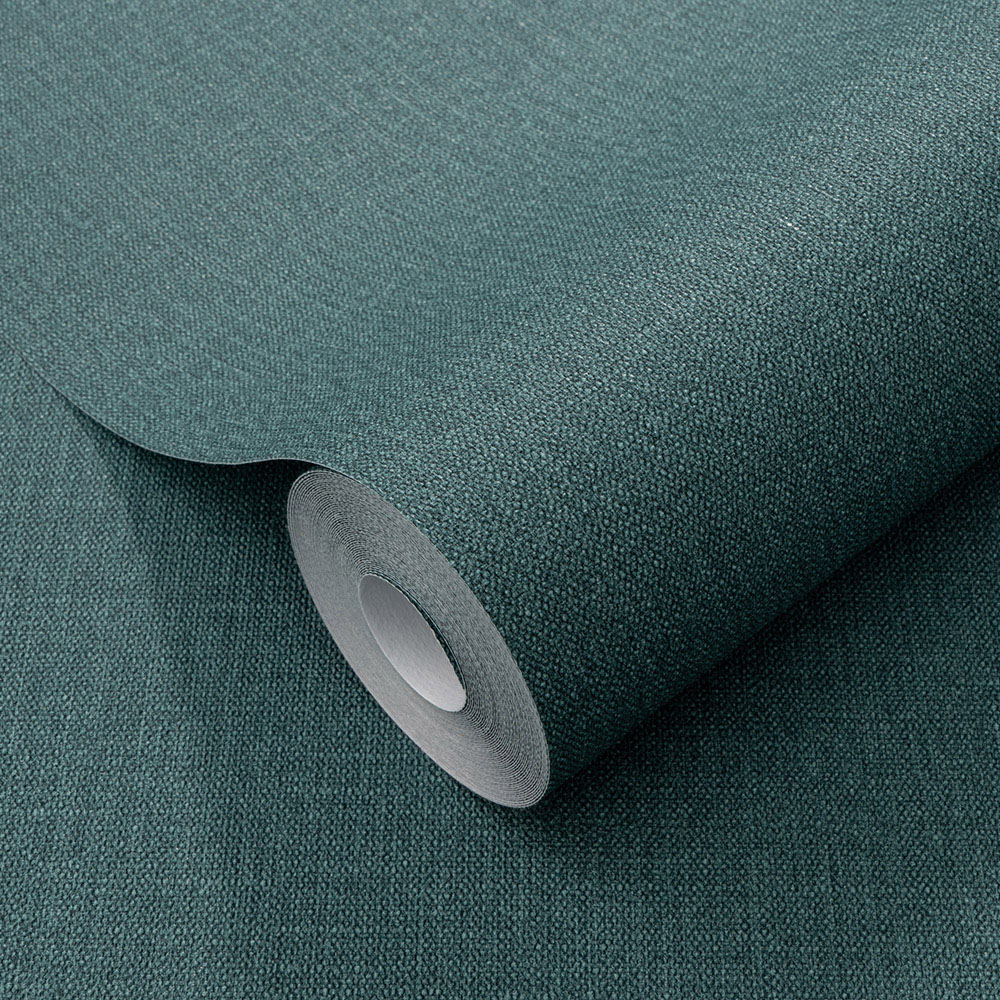 Elle Decoration Luxury Plain Dark Green Woven Vinyl Wallpaper by Erismann Image 3