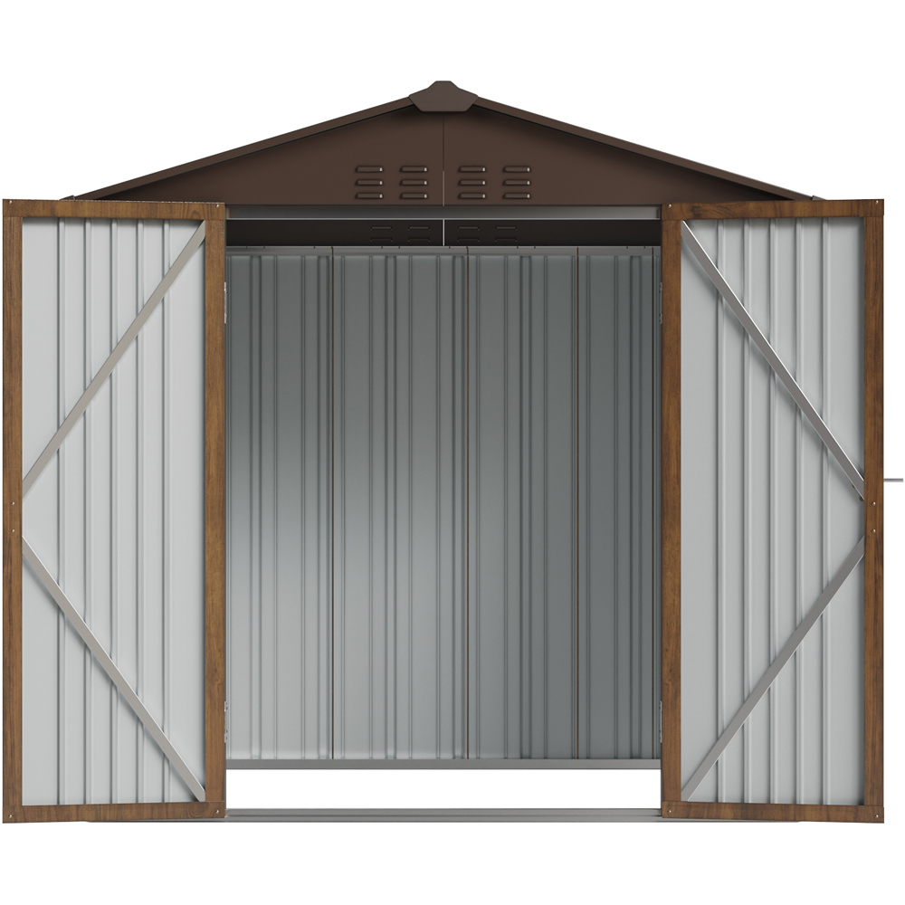 Living and Home 4 x 6ft Brown Metal Apex Garden Storage Shed Image 7