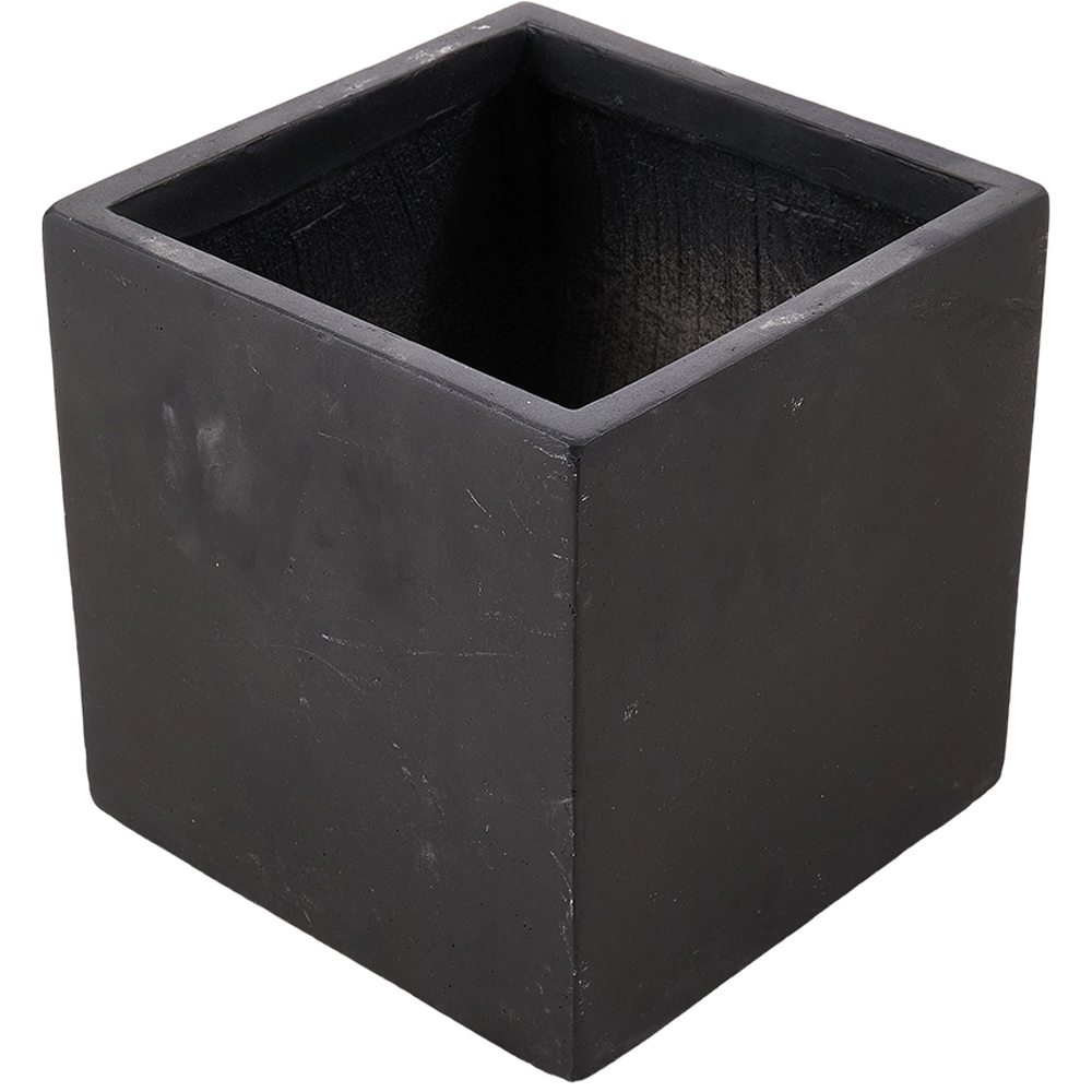 Living and Home Black Square Cement Planter with Drainage Holes 30 x 30cm Image 1